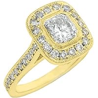 14k Yellow Gold Cushion Cut Diamond Engagement Ring 1.75 Carats