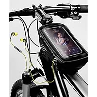 Bike Cellphone Mount Holder Bag Handlebar Waterproof for Galaxy S21 Ultra Plus / A12 A21 A22 A32 A52 A72 A02S / Moto One 5G Ace / G Pure Play Power 2021 / Pixel 6 Pro / OnePlus Nord N200 Black