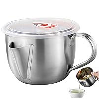 Food strainers Fat separator jug 1l stainless steel food with lid and handle 2 bacon fat outputs for kitchen supplies