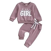 Toddler Baby Girl Clothes Long Sleeve Letter Print Pullover Sweatshirt Elastic Waist Pants Set 2Pcs Fall Winter Outfits