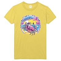 Airbrushed Pastel Crab Printed T-Shirt - Yellow - 4XLT