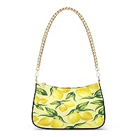 Shoulder Bags for Women Lemon Fruits Yellow Limon and Leaves Hobo Tote Handbag Small Clutch Purse with Zipper Closure
