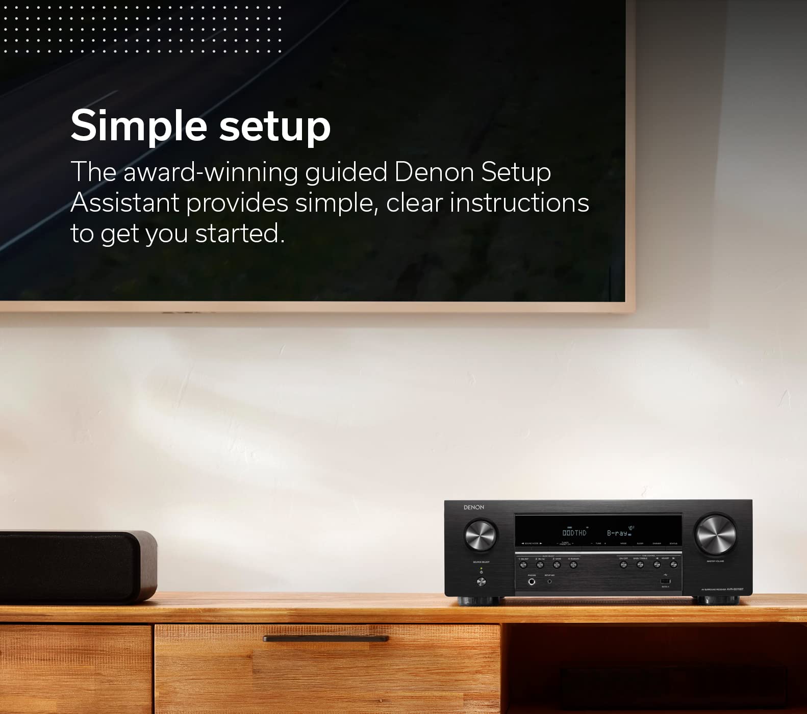 Denon AVR-S570BT 5.2 Channel AV Receiver - 8K Ultra HD Audio & Video, Enhanced Gaming Experience, Wireless Streaming via Built-in Bluetooth, (4) 8K HDMI Inputs, Supports eARC, HD Setup Assistant