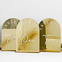 Gold Mirrored Arch Wedding Table Numbers 1-20 with Stands, 5x7 Inch Acrylic Arch Sign with Holder, Table Numbers 1-20, 5