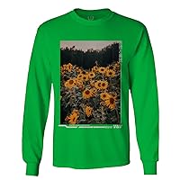 0405. Aesthetic Cute Floral Sunflower Botanical Print Graphic Fashion Long Sleeve Men's