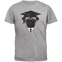 animalworld Graduation - Graduate Pug Funny Heather Grey Adult T-Shirt