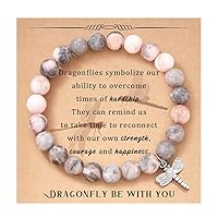 Dragonfly Gifts for Women Natural Stone Charm Bracelets for Daughter Friend Gifts