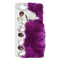 Crystal Wallet Phone Case Compatible with Samsung Galaxy A33 5G - Fox Villus - Purple - 3D Handmade Sparkly Glitter Bling Leather Cover with Screen Protector & Beaded Phone Lanyard