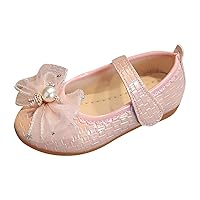 Fashion Spring And Summer Girls Sandals Dress Performance Dance Shoes Pearl Sequin Shiny Bow Hook Loop Moccasins