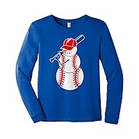 Threadrock Big Boys' Baseball Snowman Youth Long Sleeve T-Shirt