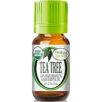 Healing Solutions Oils - 0.33 oz Tea Tree Essential Oil Organic, Undiluted, Pure Tea Tree Oil for Skin, Face - 10ml
