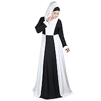 Aamaal Black & White Rayon Islamic Abaya Dress ay-416