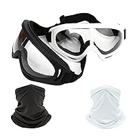 Motorcycle Goggles,2 Pack Dirt Bike ATV Motocross Anti-UV Adjustable Riding Offroad Protective with 2 Pack Neck Breathable Bandana Mask for Men Women Kids Youth Adult