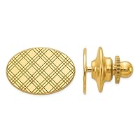 14k Yellow Gold Checkered Pattern Oval Tie Pin Tie Tack