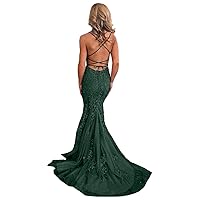 MllesReve Women Lace Mermaid Prom Dress 2020 Long Spaghetti Strap Evening Gown