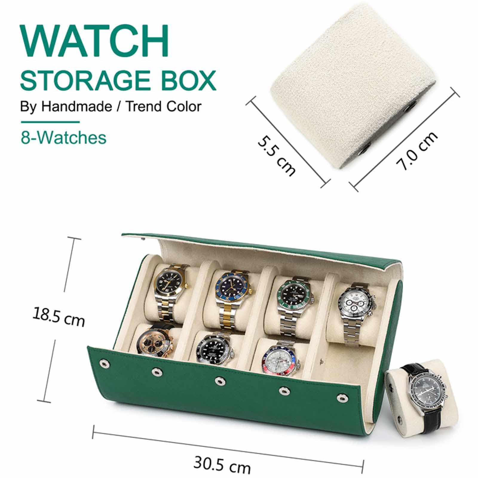 QANXGOG Genuine Leather 8 Slots Watch Box Business Travel Case Watch Storage and Display Case for Men Women Portable Travel Jewelry Leather Watches Storage Case