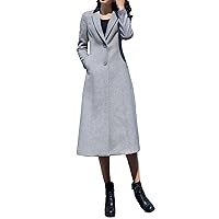 PENER Women's V-neck cashmere coat Long Trench Coat Winter Woolen coat