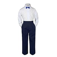 Leadertux 3pc Formal Baby Toddler Boy Royal Blue Bow Tie Navy Blue Pants Set S-7 (7)