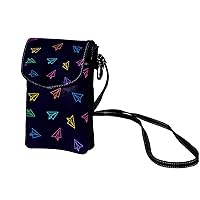 Small Crossbody Bags Fox Hed Yellow Pink Flowers Colorful Prints Leather Cell Phone Purse Wallet for Women Teen Girl