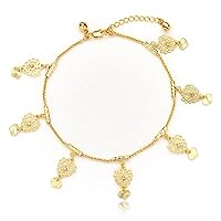 Accessories for Women 24K Gold Plated Ankle Footsteps Ladies Cuban Link Girls Heart Anklets Beach Jewelry