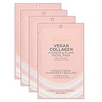 Pacifica Beauty, Vegan Collagen Hydrate & Plump Face Mask, Sheet Mask Set, Skincare, Moisturizer, Hydrated Dewy Skin, Cucumber & Aloe, For Dry & Aging Skin, 4 Pack, Vegan
