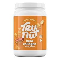 Tru-Nut Keto Collagen Protein Powder with MCT Oil - Joint Support, Skin, Nails and Hair - All Natural, US Grass Fed Collagen Peptides and Roasted Peanuts-Peanut Butter Flavor - 21oz