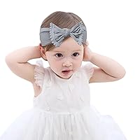 Fmeida Baby Girls Headbands with Bows Cute Baby Nylon Headbands for Newborns Infants Grey