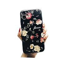 Gorgeous Floral Embossed Design Soft TPU Phone case for iPhone 14 13 12 11 8 7 6 S X XS XR Plus Pro Max Mini Protective Cover Charming Thin Light Drop Proof Bumper(Black,12 Pro)