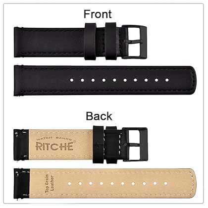 Ritche Quick Release Leather Watch Band Top Grain Leather Watch Strap 18mm 19mm 20mm 21mm 22mm 23mm or 24mm for Men and Women