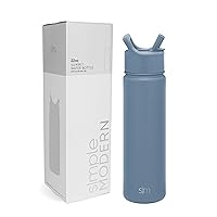 Simple Modern Water Bottle with Straw Lid Vacuum Insulated Stainless Steel Metal Thermos Bottles | Reusable Leak Proof BPA-Free Flask for Gym, Travel, Sports | Summit Collection | 22oz, Blue Dune