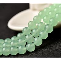 Natural Light Green Jade Beads Smooth Polished Round 4mm-12mm 15.4 Inch Full Strand for Jewelry Making (GJ10) (8mm)
