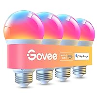 LED Smart Light Bulbs, 1000LM Color Changing Light Bulb, Wi-Fi & Bluetooth Light Bulbs, Work with Alexa and Google Assistant, Dimmable RGBWW A19 75W Equivalent Smart Bulbs, 4 Pack