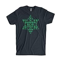 Threadrock Men's Green Plaid Snowflake T-Shirt