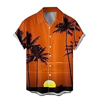 Mens Cruise Hawaiian Shirts Short Sleeve Casual Beach Caribbean Button Down 80S Shirt Tropical Funny Lapel Summer