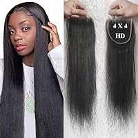 Pre Plucked 4X4 Top Closure For Women Straight HD Transparent Lace Closure Human Hair 10 Inch 1B Black Brazilian Virgin Hair Pieces