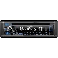 KDC-BT282U CD Car Stereo - Single Din, Bluetooth Audio, USB MP3, FLAC, Aux in, AM FM Radio, Detachable face with White 13-Digit LCD Display and Blue Button Illumination