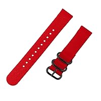 Clockwork Synergy - 2 Piece Heavy NATO Watch Band Straps - Red - PVD Black Hardware - 22mm for Men Women