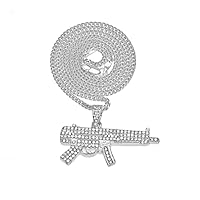 Z 84 Submachine Gun Alloy Crystal Pendant Men ane Women Noble shine necklace (silver)