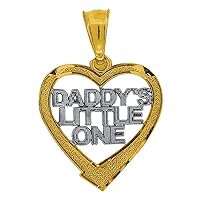 10k Gold Two tone Dc Unisex Daddy's Little One Height 18.6mm X Width 12.5mm Love Heart Charm Pendant Necklace Jewelry Gifts for Women
