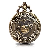 Bronze Antique United States Pocket Watch Men Marine Corps Pattern for Eagle Scout