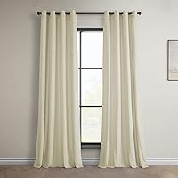 HPD Half Price Drapes Grommet Plush Velvet Curtains 96 Inches Long Room Darkening Curtains for Bedroom & Living Room (1 Panel), 50W x 96L, Au Lait Creme