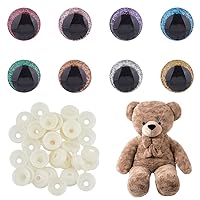 SUPERFINDINGS 48 Sets 8 Colors 3D Glitter Safety Eyes Colorful Round Craft Crochet Eyes with Washers Stuffed Animal Eyes for DIY of Puppet Bear Plush Animal Christmas Decoration