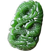 Natural Green Hand Carved Dragon Necklace with Jasper Jade Pendant, 水, Jade
