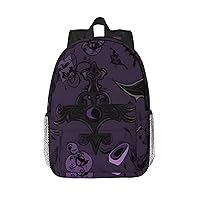 Purple Black Goth Spooky Print Backpack for Women Men Lightweight Laptop Bag Casual Daypack Laptop Backpacks 15 Inch