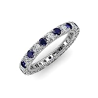 Sapphire Women Eternity Wedding Anniversary Stackable Band in 14K White Gold