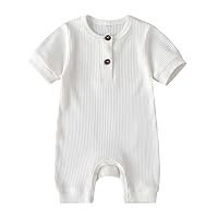 CIYCUIT Newborn Baby Boy Girl Romper Clothes Infant Solid Ribbed Onesie Bodysuit Jumpsuit Outfits