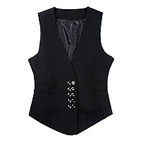 CHICTRY Women's Button Down V Neck Double-Breasted Business Formal Suit Vest Dressy Waistcoat