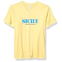 Sicily Graphic Printed Premium Tops Fitted Sueded Short Sleeve V-Neck T-Shirt