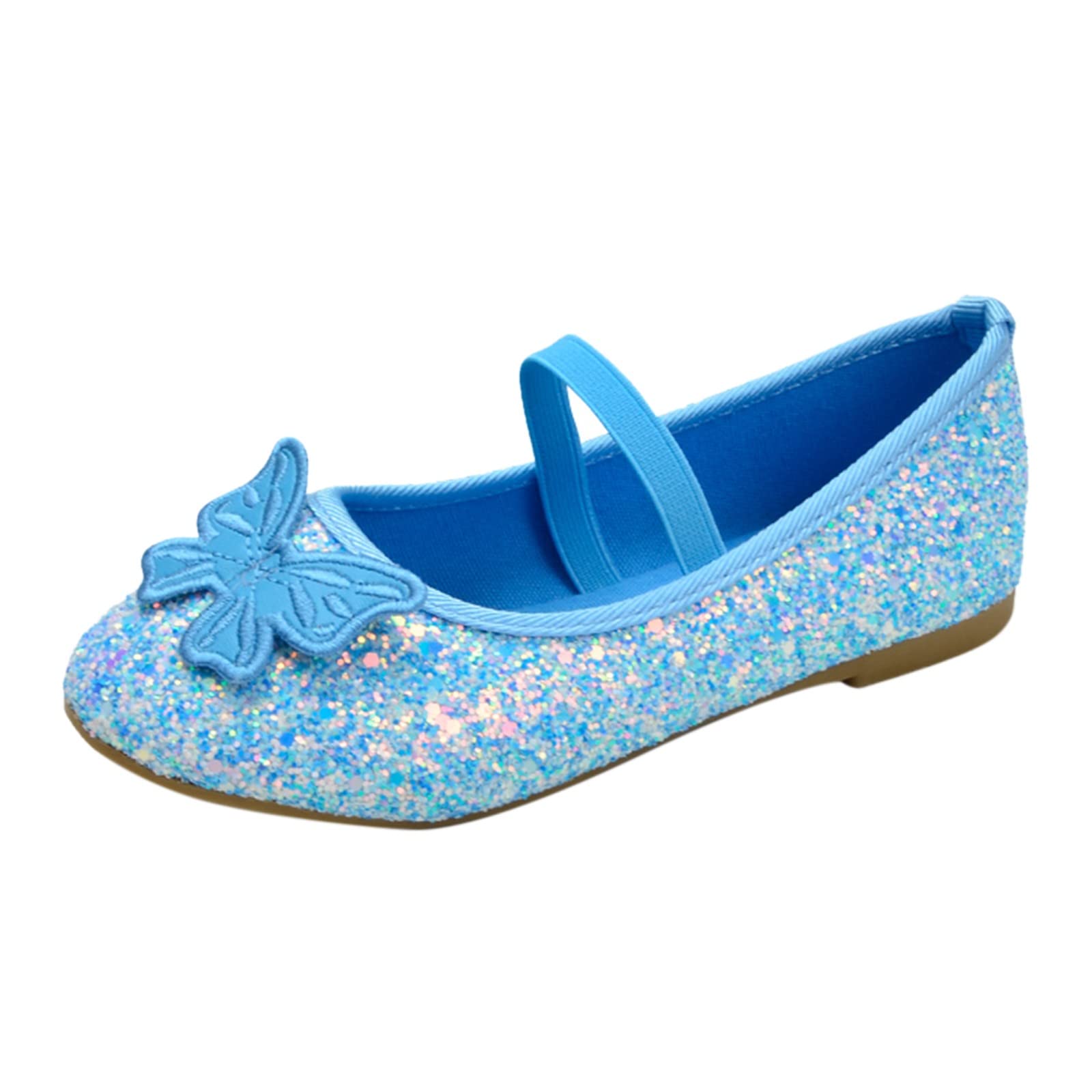 TODOZO Children Shoes Flat Shoes Crystal Shoes with Sequins Bowknot Girls Dancing Shoes Little Girls Shoes Size 11