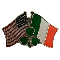 Wholesale Pack of 3 USA Ireland Wavy Flags With Shamrock Motorcycle Hat Cap Lapel Pin